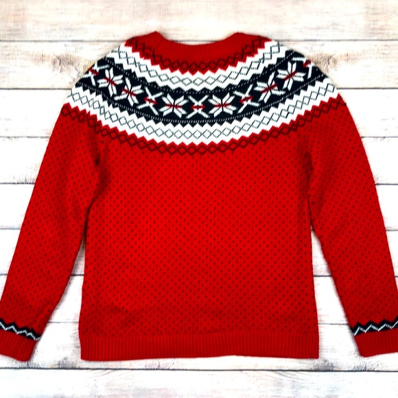 TALBOTS HOLIDAY YOKE FAIR ISLE CREWNECK SWEATER | Size Petite Small - Picture 7 of 9